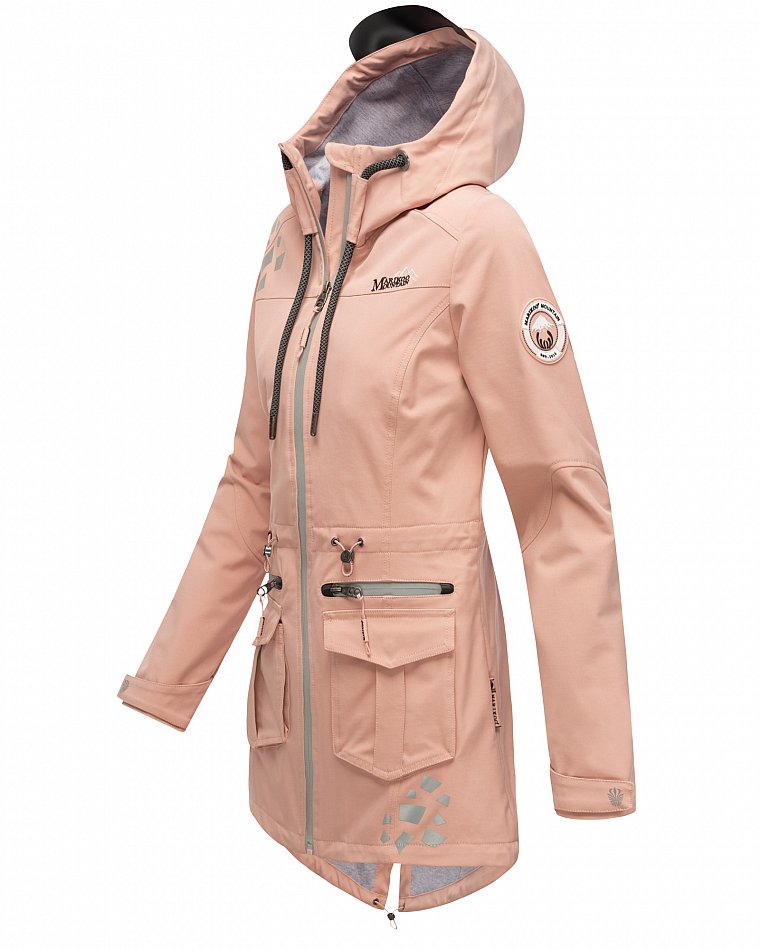 Marikoo Wasserfeste Damen Softshell Übergangsjacke mit Kapuze und Reflektoren Ulissaa Rosa Gr. 44 - XXL