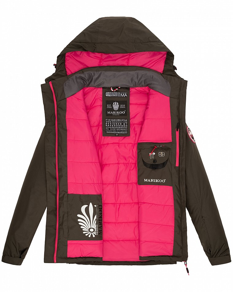 Marikoo Rabeaa Damen Jacke Kurz Winterjacke gefüttert Anthrazit Gr. 38 - M