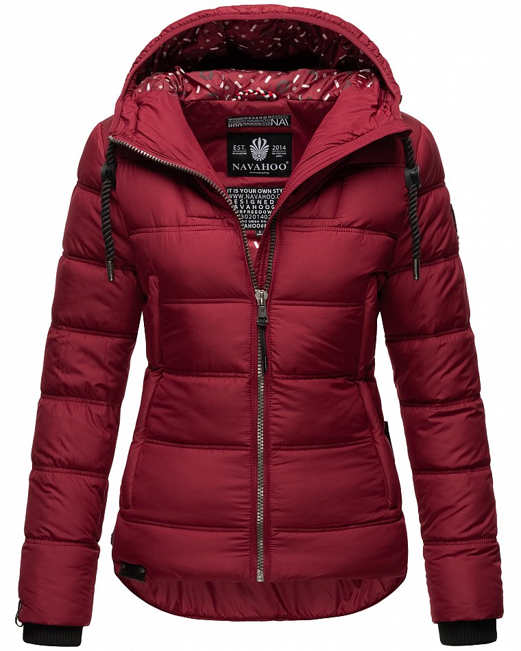 Navahoo Renesmee Winterjacke Stepp Jacke mit Kapuze Bordeaux Gr. 36 - S