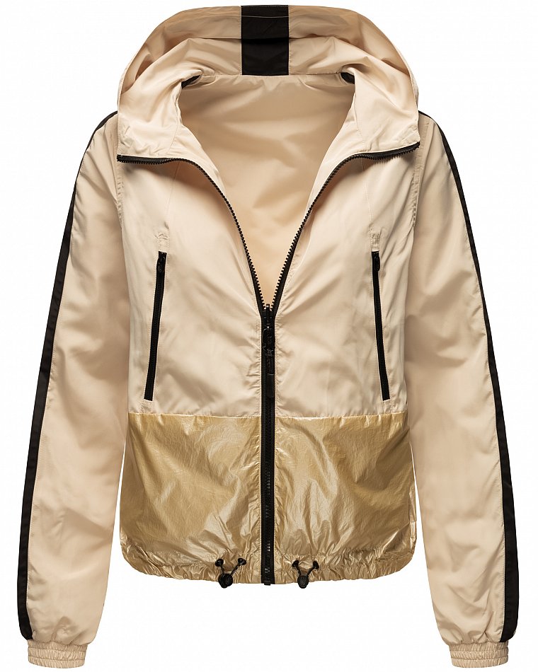 Navahoo Sunitaa Sportliche Damen 2-1 Wendejacke mit Kapuze im Blouson Stil Beige Gr. 38 - M