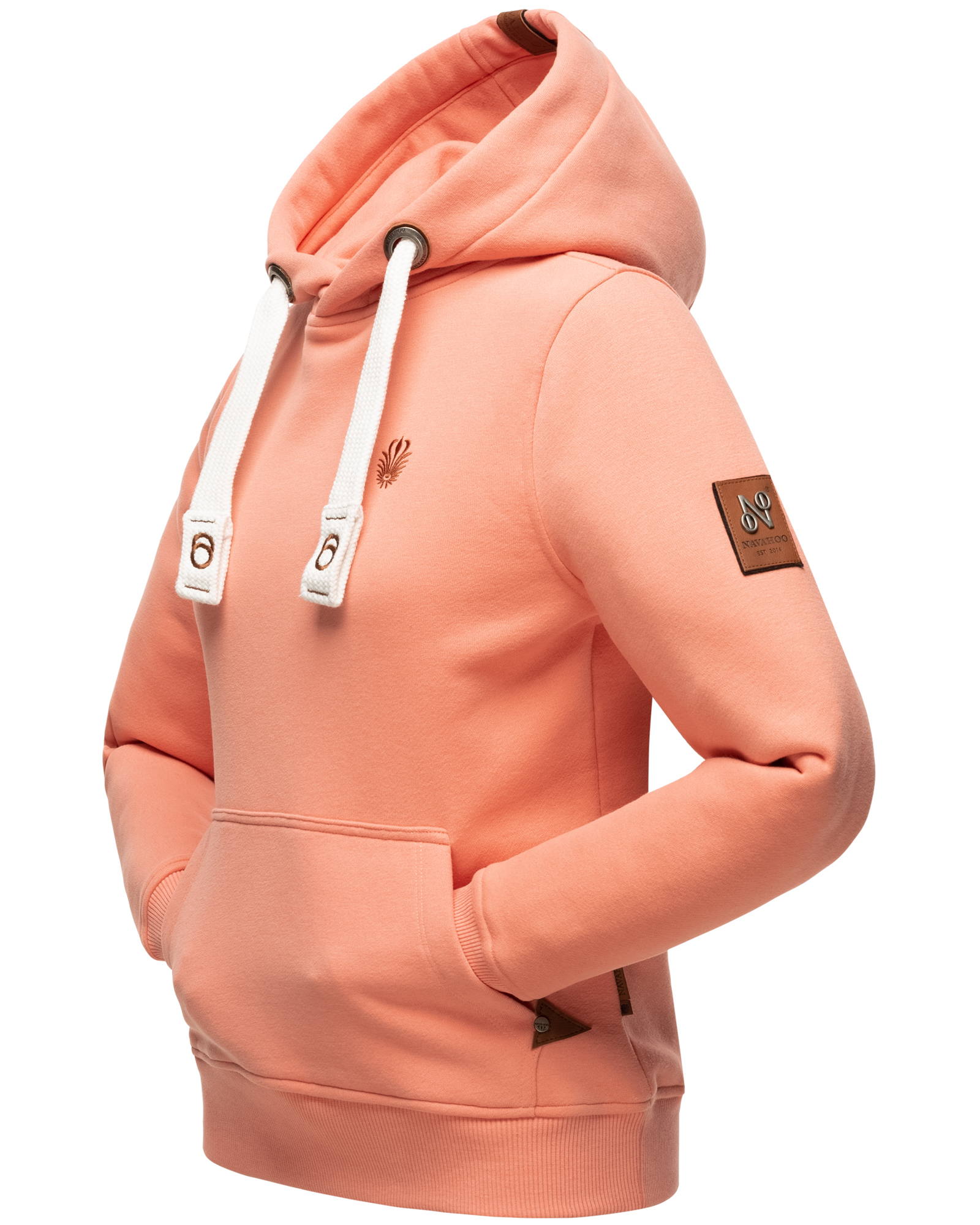 Navahoo Kapuzensweatshirt Hoodie mit Kapuze & breiten Tunnelzugkordeln Damlaa Apricot Gr. 40 - L