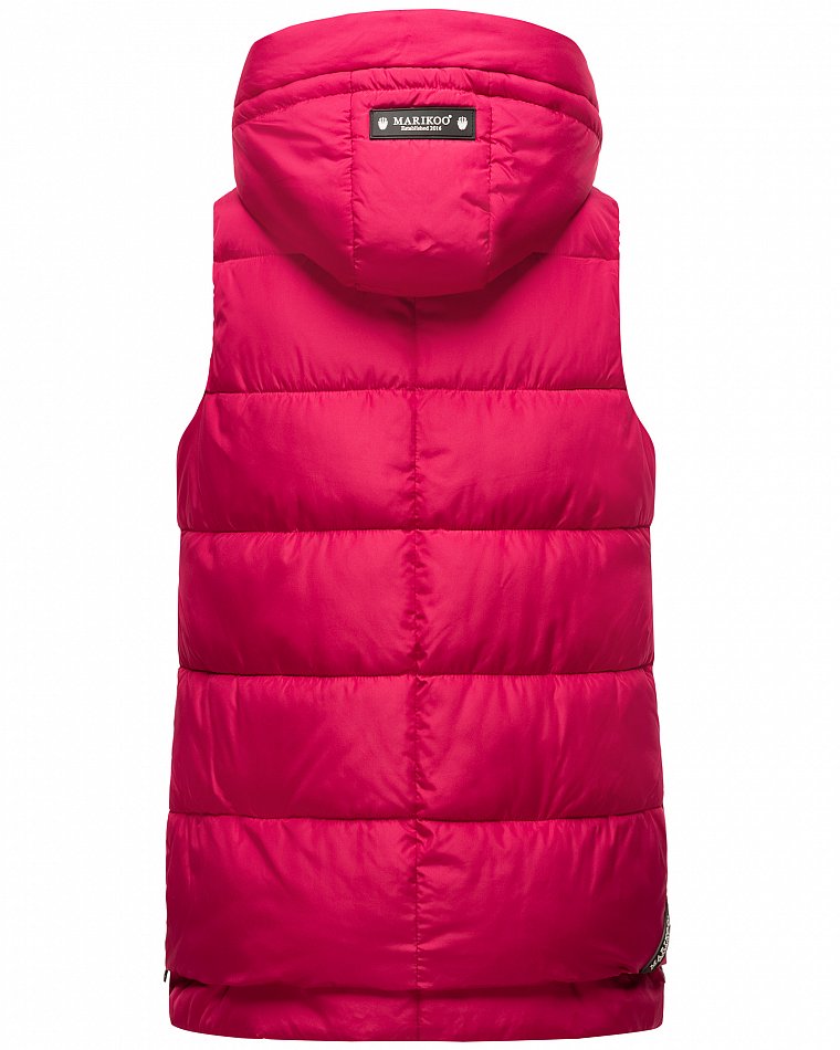 Marikoo Zarinaa Damen Übergangsweste Steppweste mit Kapuze Fuchsia Gr. 38 - M