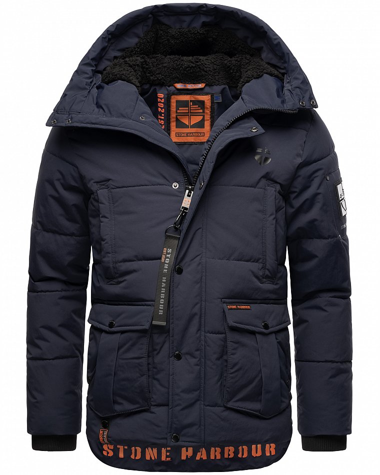 Stone Harbour Admaroo Herren Winterjacke gesteppt mit Kapuze Navy Gr. 56 - XXXL