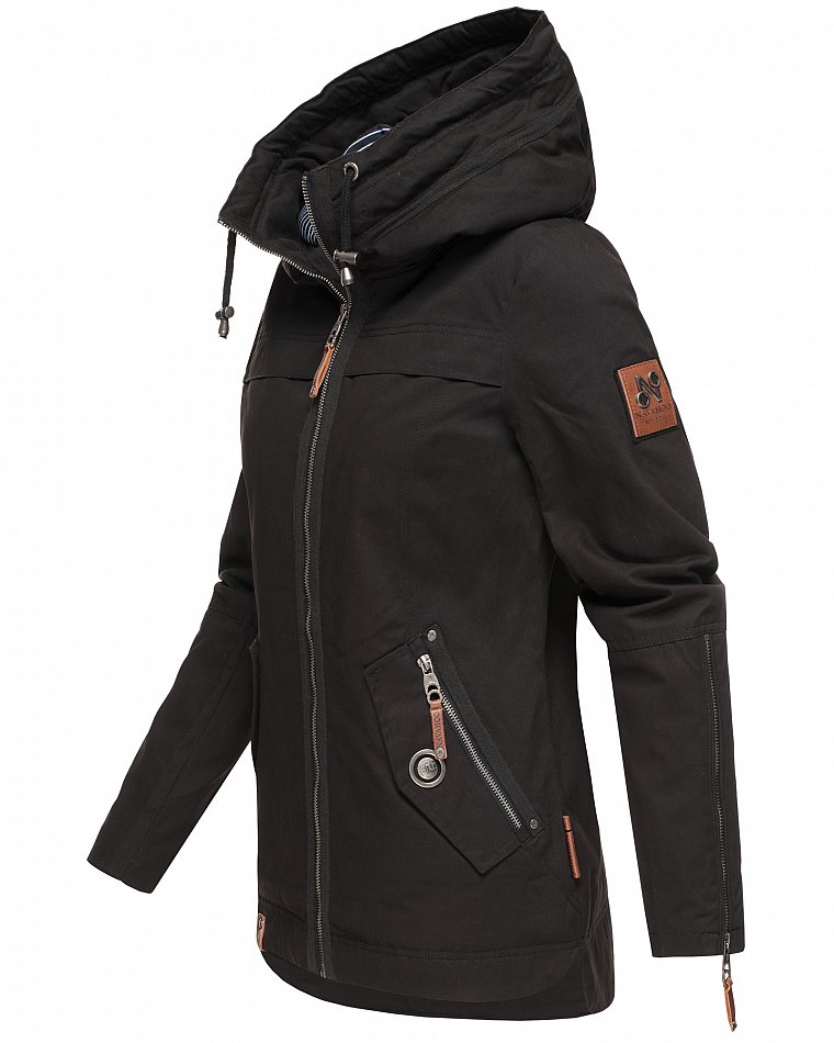 Navahoo Wekoo Damen Übergangsjacke mit Kapuze Schwarz Gr. 34 - XS