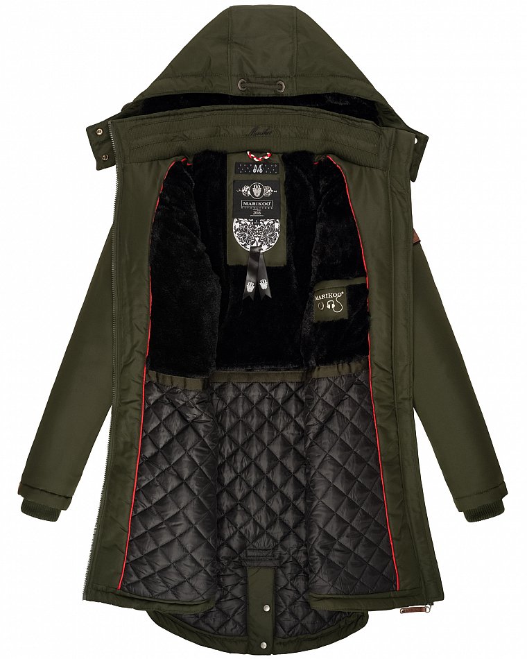 Marikoo Kamii Damen Warme Winterjacke Parka Olive Gr. 38 - M