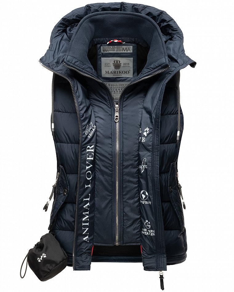Marikoo Taisaa Damen Übergangs Weste mit Stehkragen Navy Gr. 34 - XS 