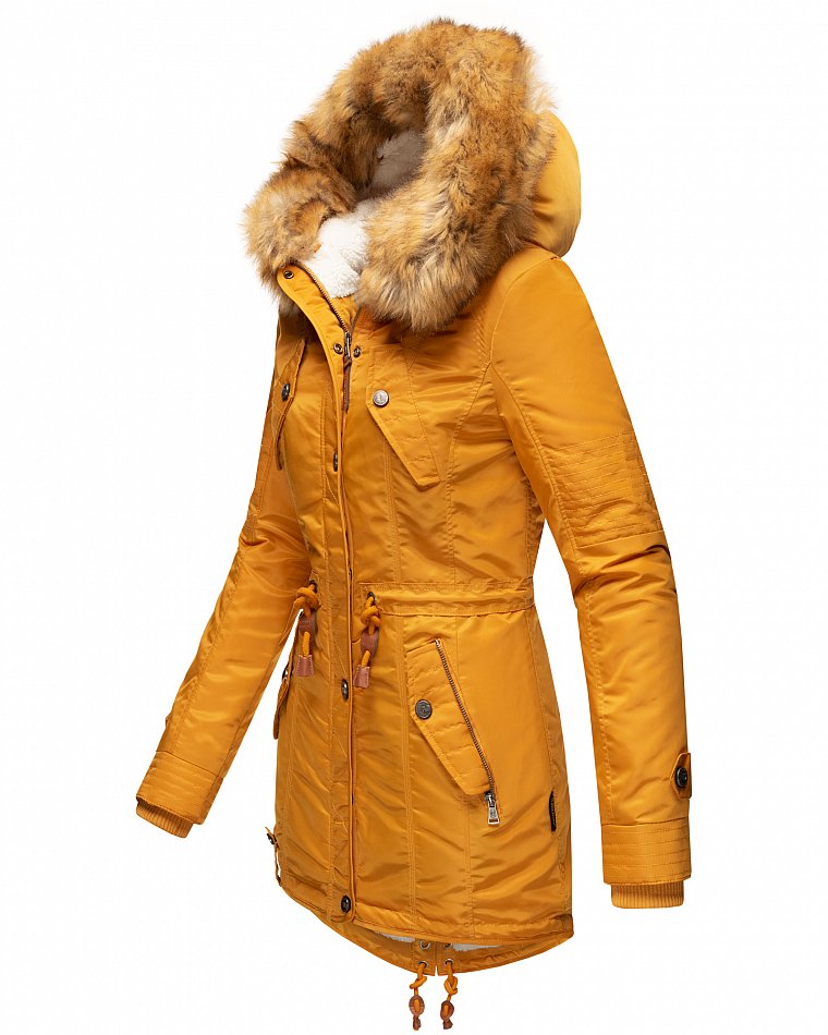 Navahoo La Viva Winterjacke Parka mit Teddyfell & Kapuze Gelb Gr. 40 - L