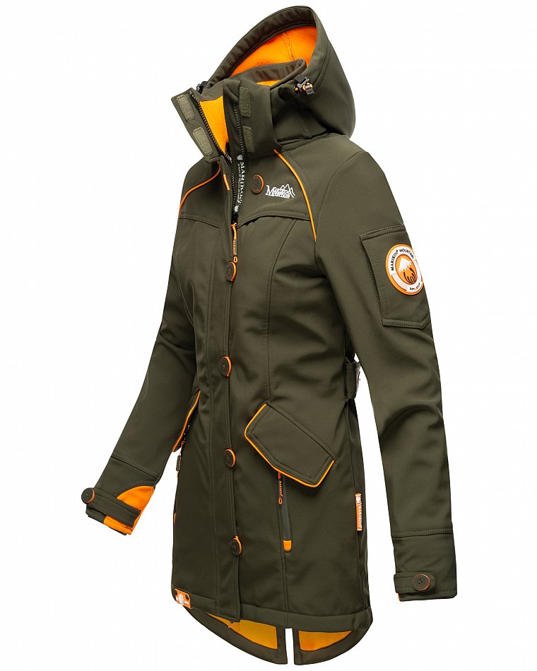 Marikoo Elegante Damen Übergangs Softshell Jacke mit Kapuze Soulinaa Olive Gr. 44 - XXL