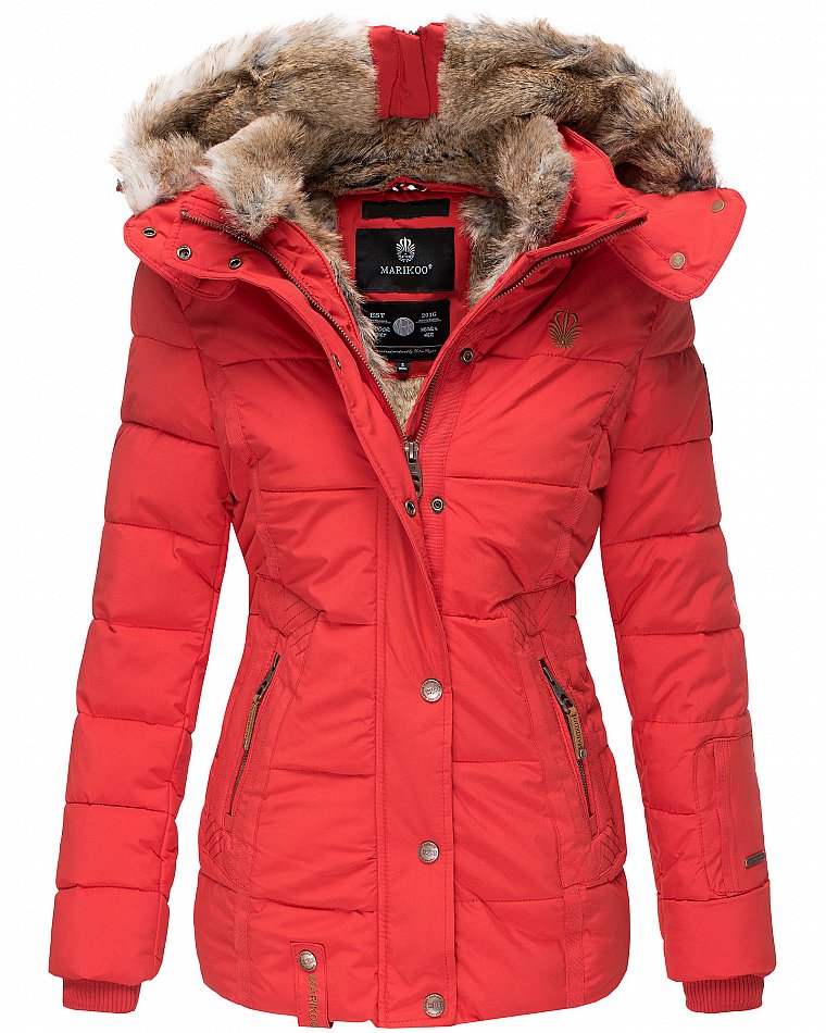 Marikoo Nekoo Damen Winterjacke Steppjacke Warm Gefütterte Rot Gr. 36 - S