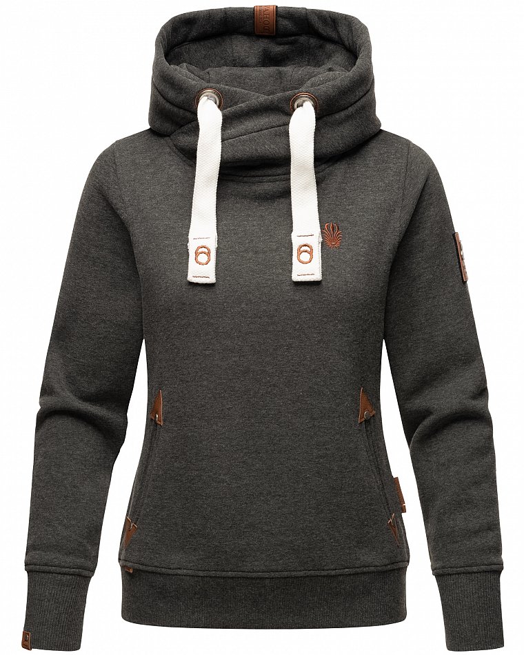 Navahoo Namkaa Damen Kapuzensweatshirt Hoodie Dunkel Grau Gr. 36 - S