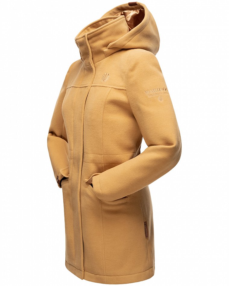 Marikoo Leilaniaa Damen Trenchcoat Winter Mantel mit Kapuze Camel Gr. 36 - S