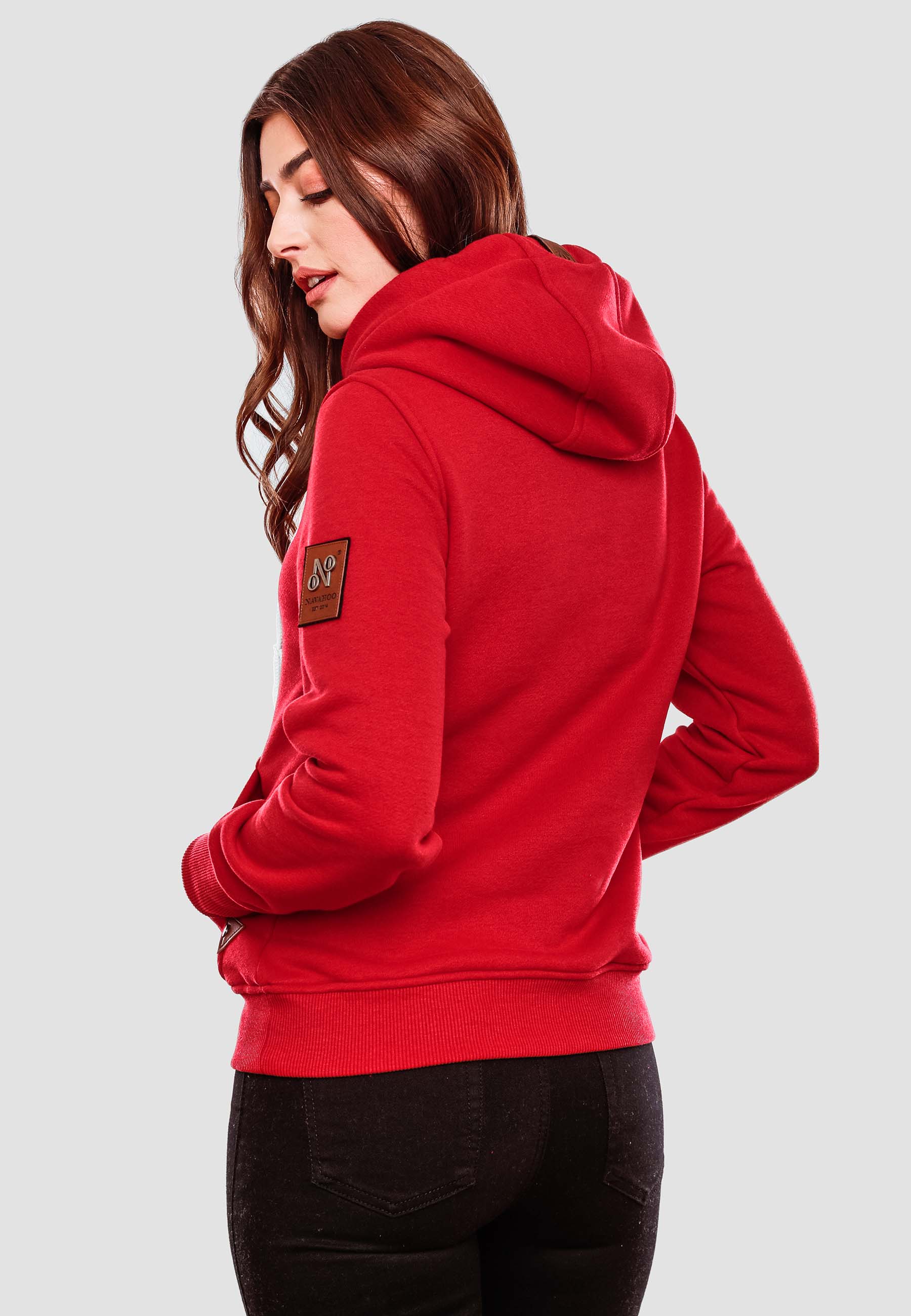 Navahoo Kapuzensweatshirt Hoodie mit Kapuze & breiten Tunnelzugkordeln Damlaa Rot Gr. 36 - S