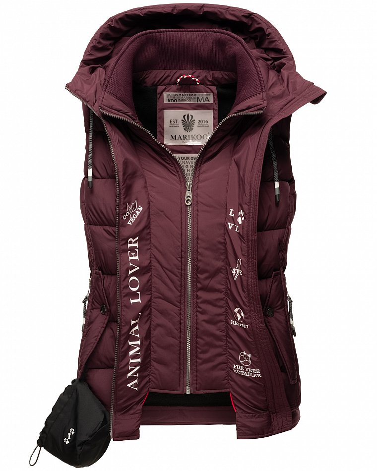 Marikoo Taisaa Damen Übergangs Weste mit Stehkragen Wine Gr. 34 - XS 