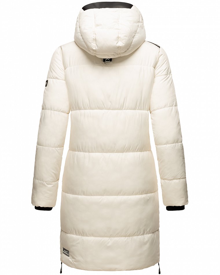 Marikoo Streliziaa Damen Wintermantel Parka mit Kapuze & Kunstfell Off White Gr. 38 - M