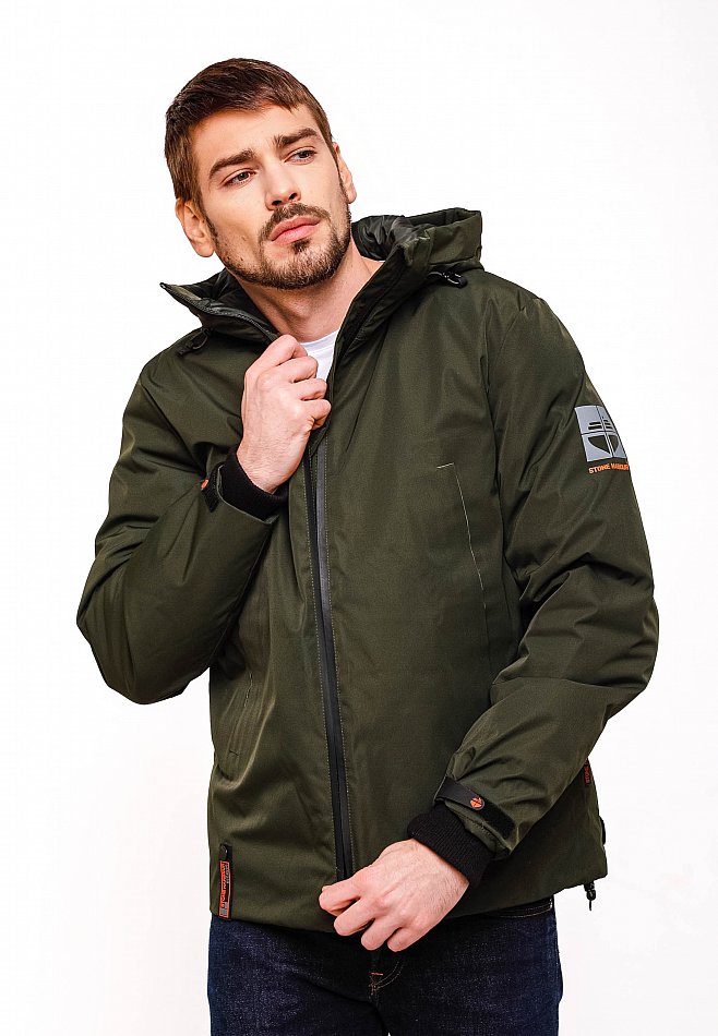 Stone Harbour Moagaa Herren wasserdichte Winterjacke Outdoorjacke mit Kapuze Olive Gr. 46 - S