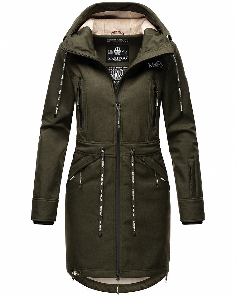 Marikoo Racquellee Damen Softshelljacke Funktionsmantel Olive Gr. 38 - M