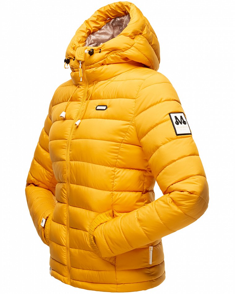 Marikoo Nasriin Damen Übergangsjacke Steppjacke mit Kunstfell Gelb Gr. 36 - S