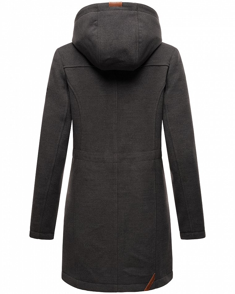 Marikoo Leilaniaa Damen Trenchcoat Winter Mantel mit Kapuze Anthrazit Gr. 40 - L