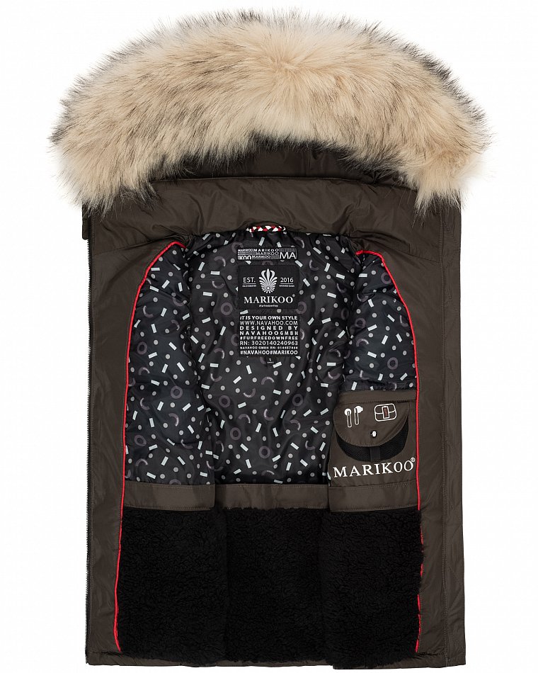 Marikoo Eisflöckchen Damen Winter Steppweste mit Kunstfell Anthrazit Gr. 36 - S
