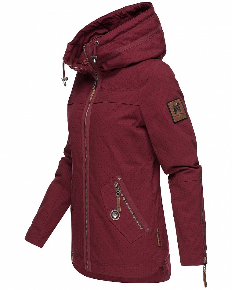 Navahoo Wekoo Damen Übergangsjacke mit Kapuze Bordeaux mit Print Gr. 40 - L