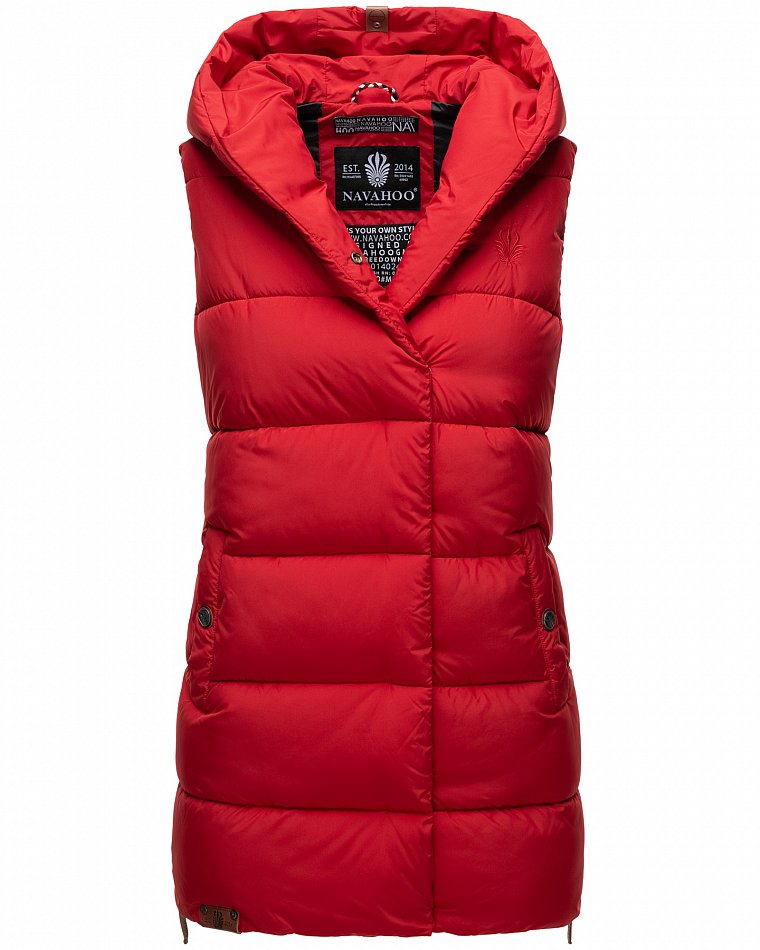 Navahoo Madilynaa Damen Winter Steppweste mit Kapuze Rot Gr. 40 - L