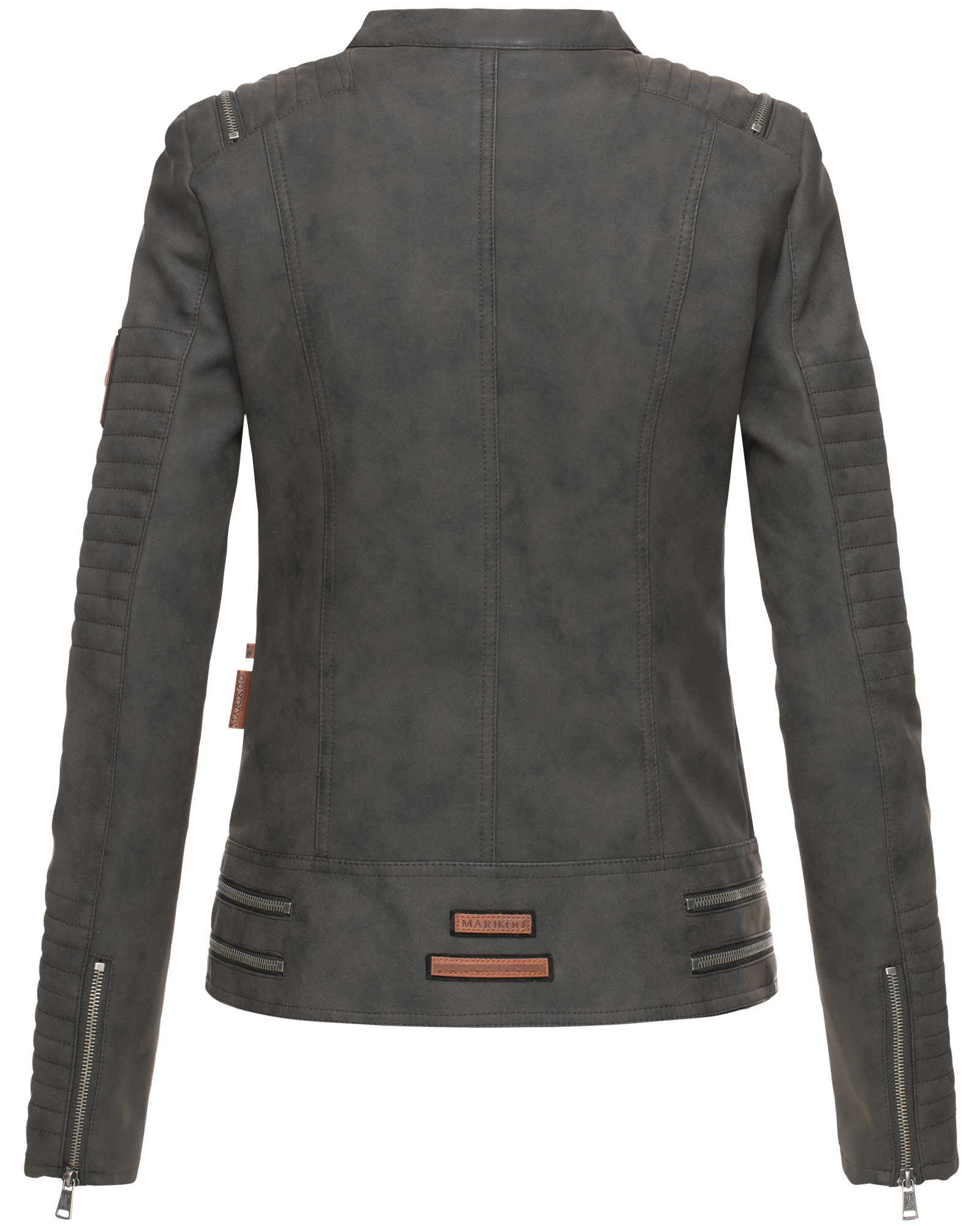 Marikoo Akikoo Damen Kunstlder Biker Jacke Schwarz Gr. 40 - L