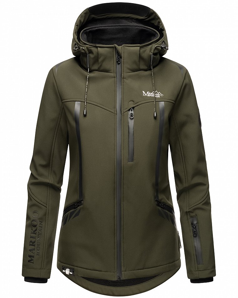 Marikoo Mountain wasserfeste Damen Softshell Regenjacke Mount-Cho-Oyu Dark Olive Gr. 36 - S