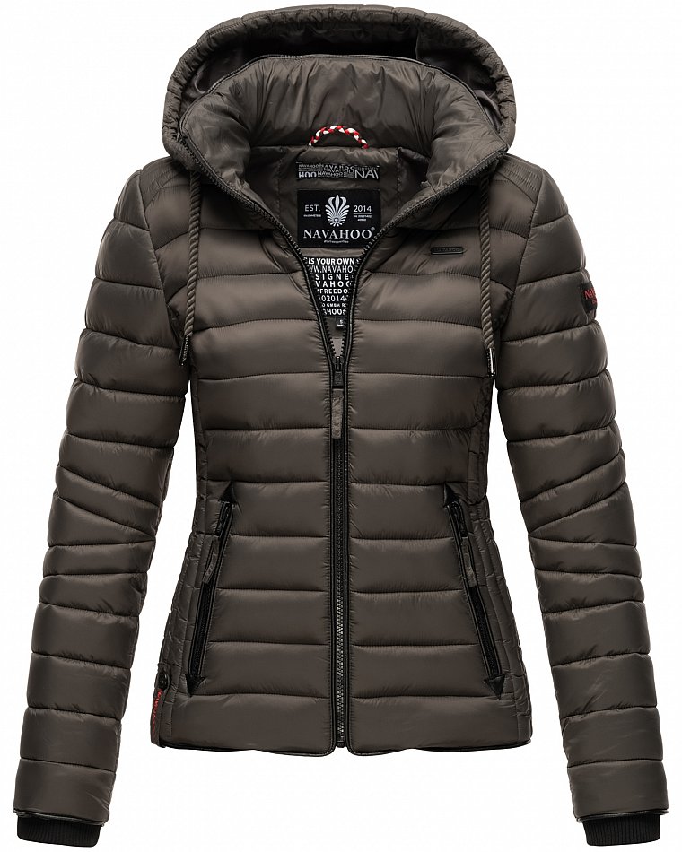 Navahoo Lulana Damen Übergangs Steppjacke mit Kapuze Anthrazit Gr. 34 - XS