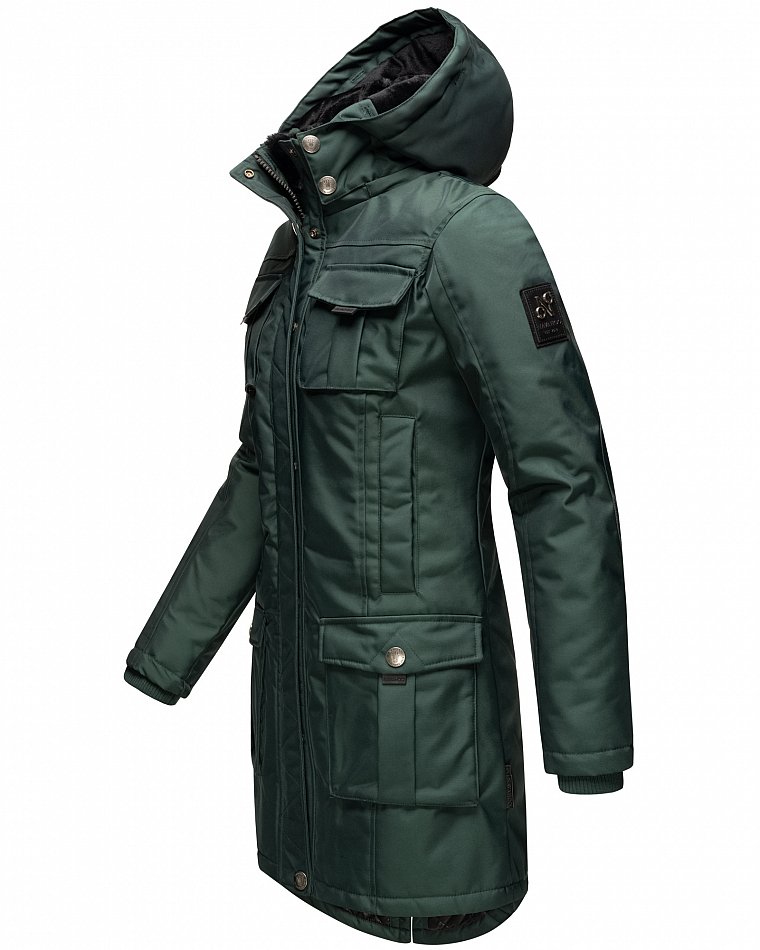 Navahoo Winterparka Wintermantel mit Kapuze & Kunstfell Tiniis Grün Gr. 44 - XXL