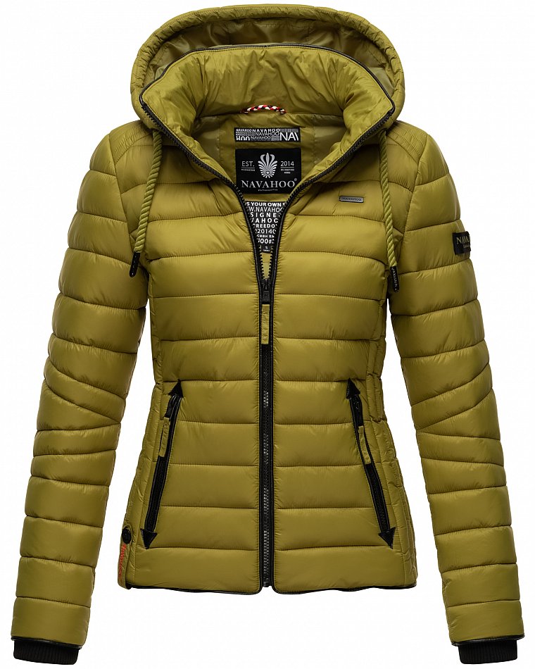 Navahoo Lulana Damen Übergangs Steppjacke mit Kapuze Moos Grün Gr. 36 - S