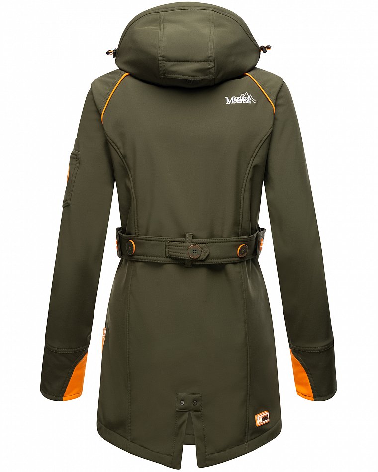 Marikoo Elegante Damen Übergangs Softshell Jacke mit Kapuze Soulinaa Olive Gr. 44 - XXL