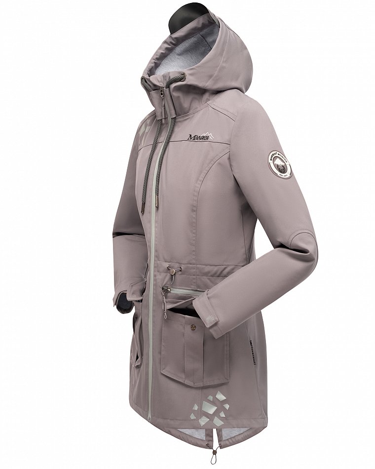 Marikoo Wasserfeste Damen Softshell Übergangsjacke mit Kapuze und Reflektoren Ulissaa Grau Gr. 44 - XXL