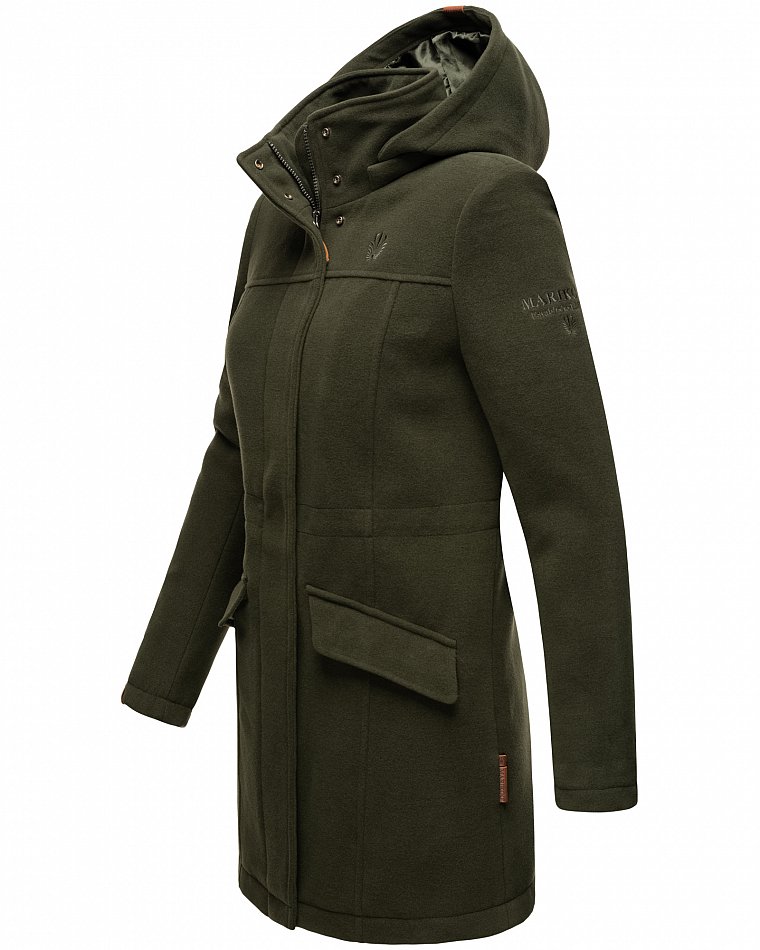 Marikoo Leilaniaa Damen Trenchcoat Winter Mantel mit Kapuze Wald Grün Gr. 36 - S