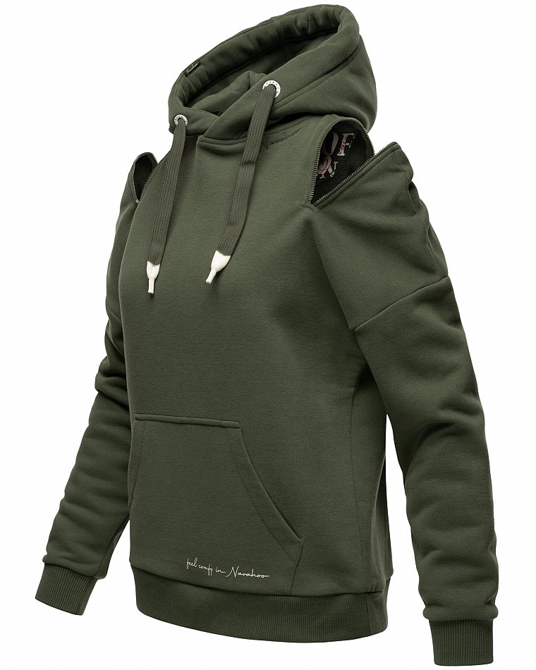Navahoo Zuckerbärchen Damen Hoodie Kapuzensweatshirt Pullover Dark Olive Gr. 38 - M