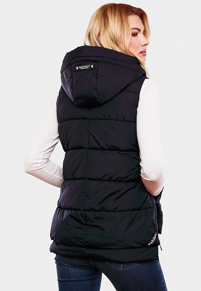 Marikoo Zarinaa Damen Übergangsweste Steppweste mit Kapuze Navy Gr. 38 - M