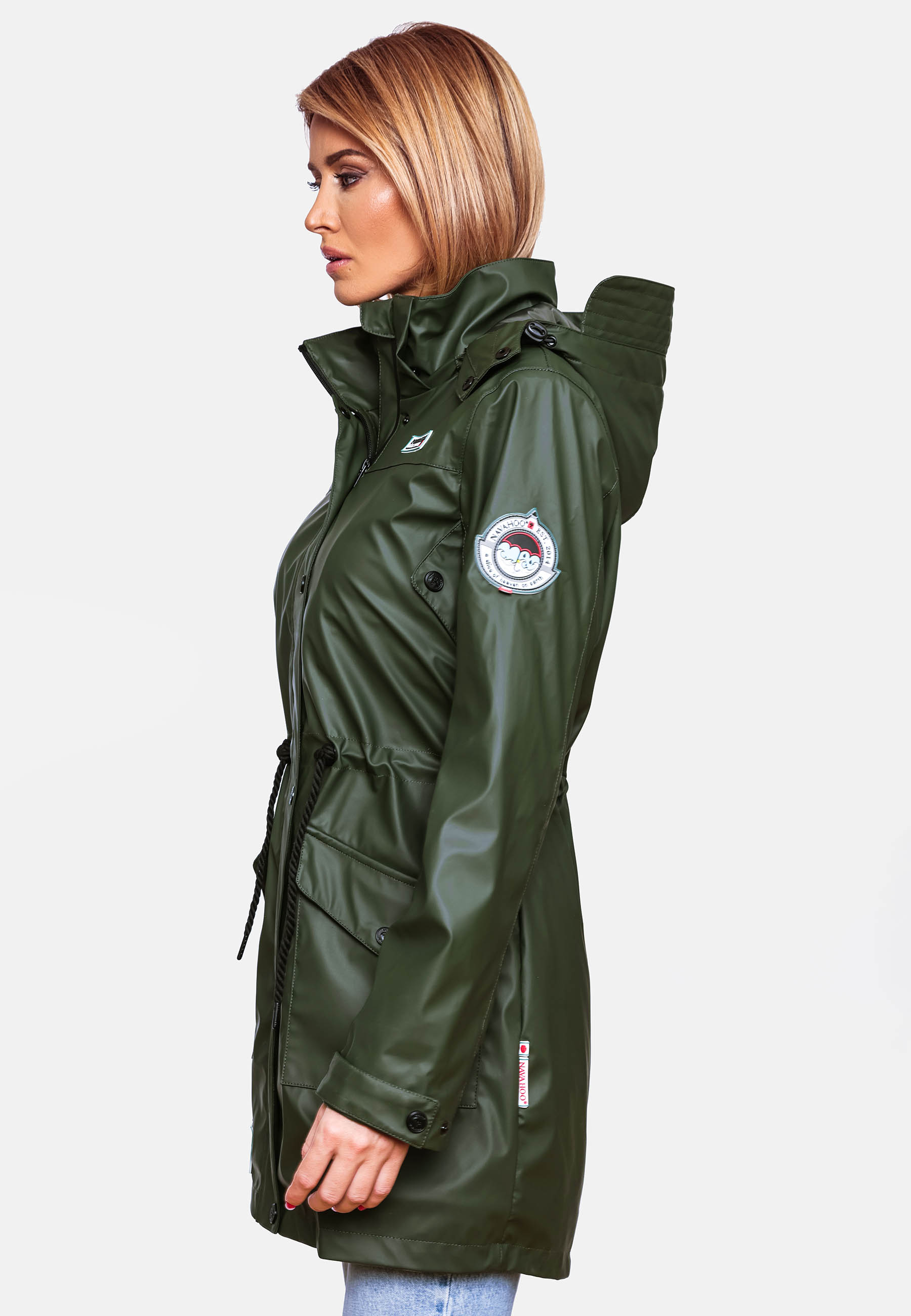 Navahoo Deike Damen Winterjacke Regenjacke mit Teddyfell Olive Gr. 36 - S
