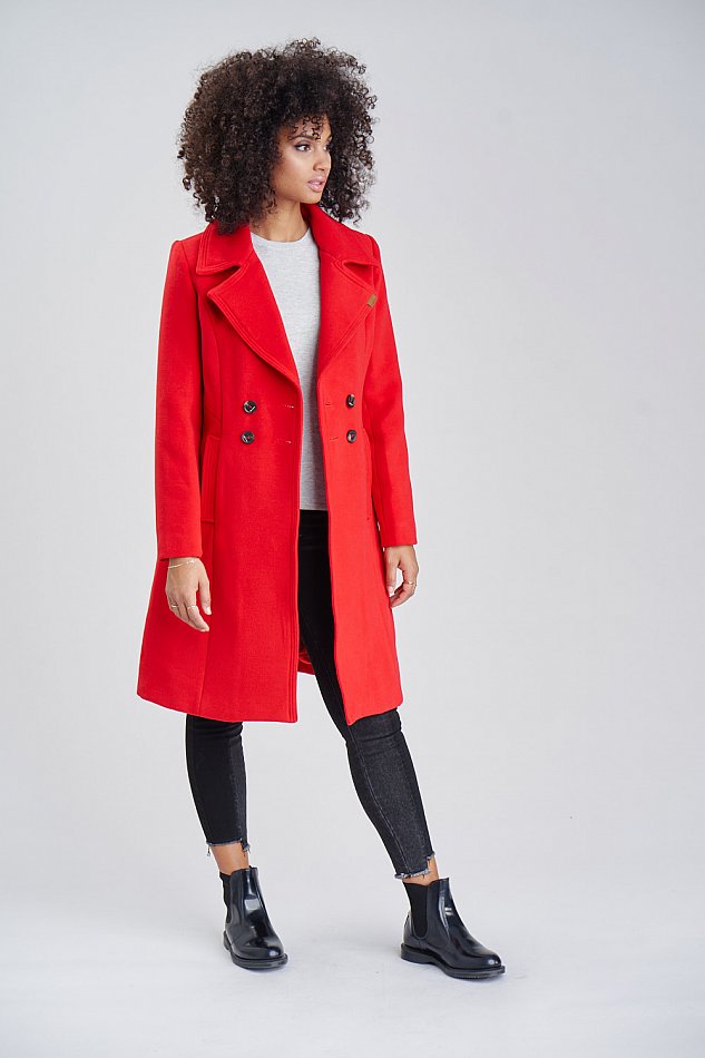 Marikoo Nanakoo Damen eleganter Wintermantel Trenchcoat Rot Gr. 36 - S