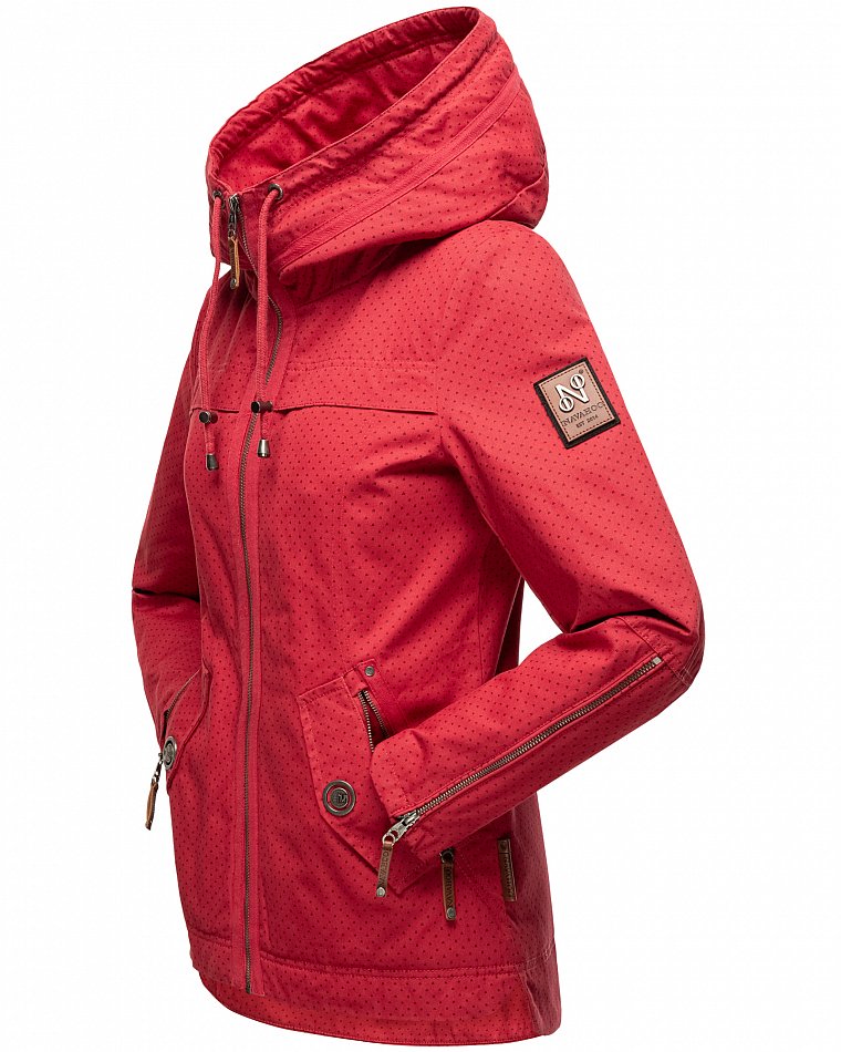 Navahoo Wekoo Damen Übergangsjacke mit Kapuze Rot mit Print  Gr. 38 - M