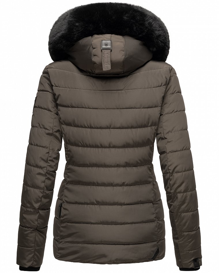 Navahoo Milianaa Damen Winter Steppjacke gefüttert Kapuze mit Kunstfell Anthrazit Gr. 40 - L