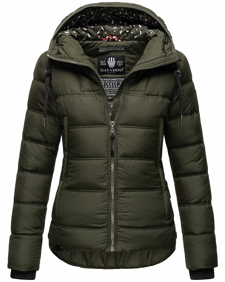 Navahoo Renesmee Winterjacke Stepp Jacke mit Kapuze Olive Gr. 42 - XL