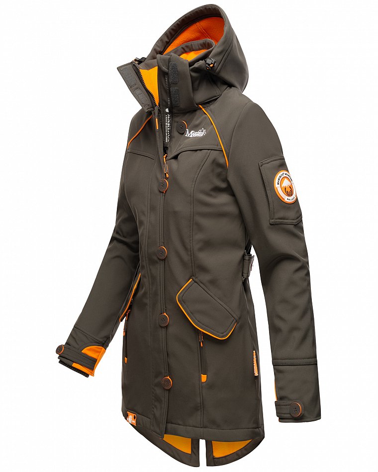 Marikoo Elegante Damen Übergangs Softshell Jacke mit Kapuze Soulinaa Amber Anthrazit Gr. 40 - L