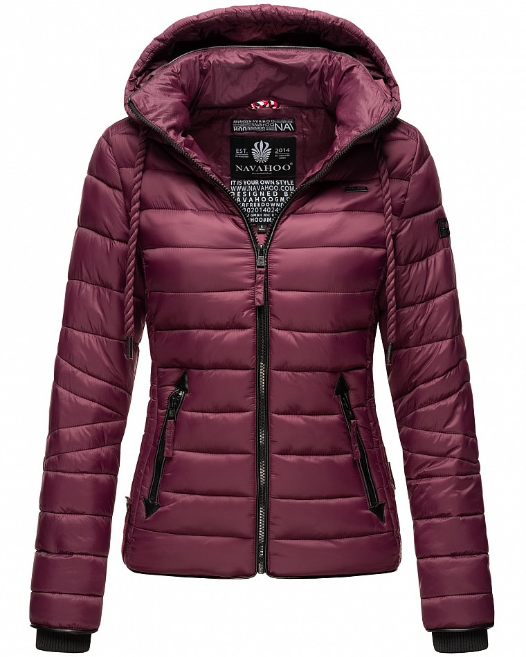 Navahoo Lulana Damen Übergangs Steppjacke mit Kapuze Weinrot Gr. 34 - XS