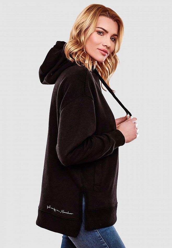 Navahoo Damen Hoodie Sweatpullover Silberengelchen Schwarz Gr. 38 - M