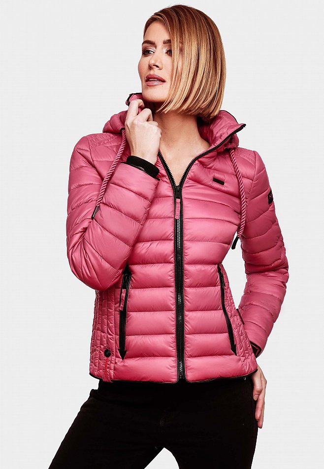 Navahoo Lulana Damen Übergangs Steppjacke mit Kapuze Berry Gr. 40 - L
