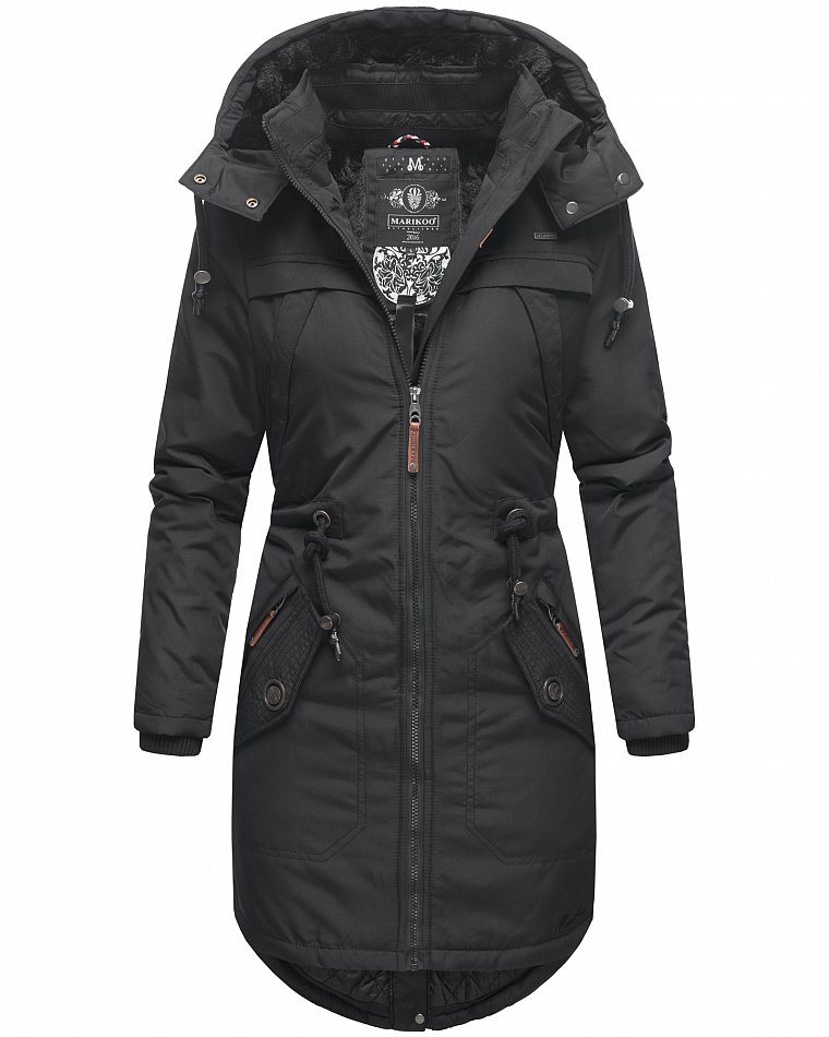 Marikoo Kamii Damen Warme Winterjacke Parka Schwarz Gr. 36 - S