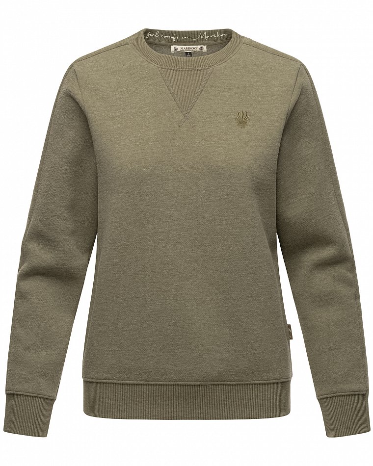 Marikoo Umikoo Damen Pullover Recycled Sweatshirt Dusty Olive Melange Gr. 34 - XS