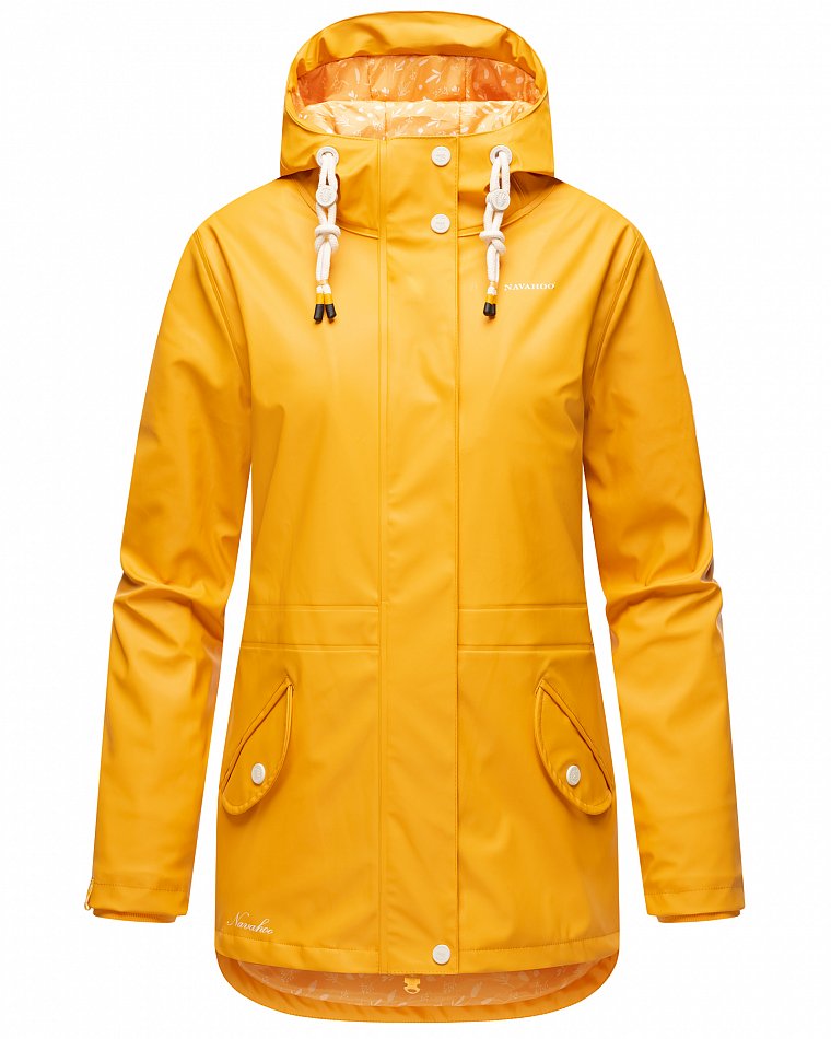 Navahoo Wasserfeste Damen Regenjacke mit Kapuze und Teddyfell Futter Oceans Heart Amber Yellow Gr. 36 - S