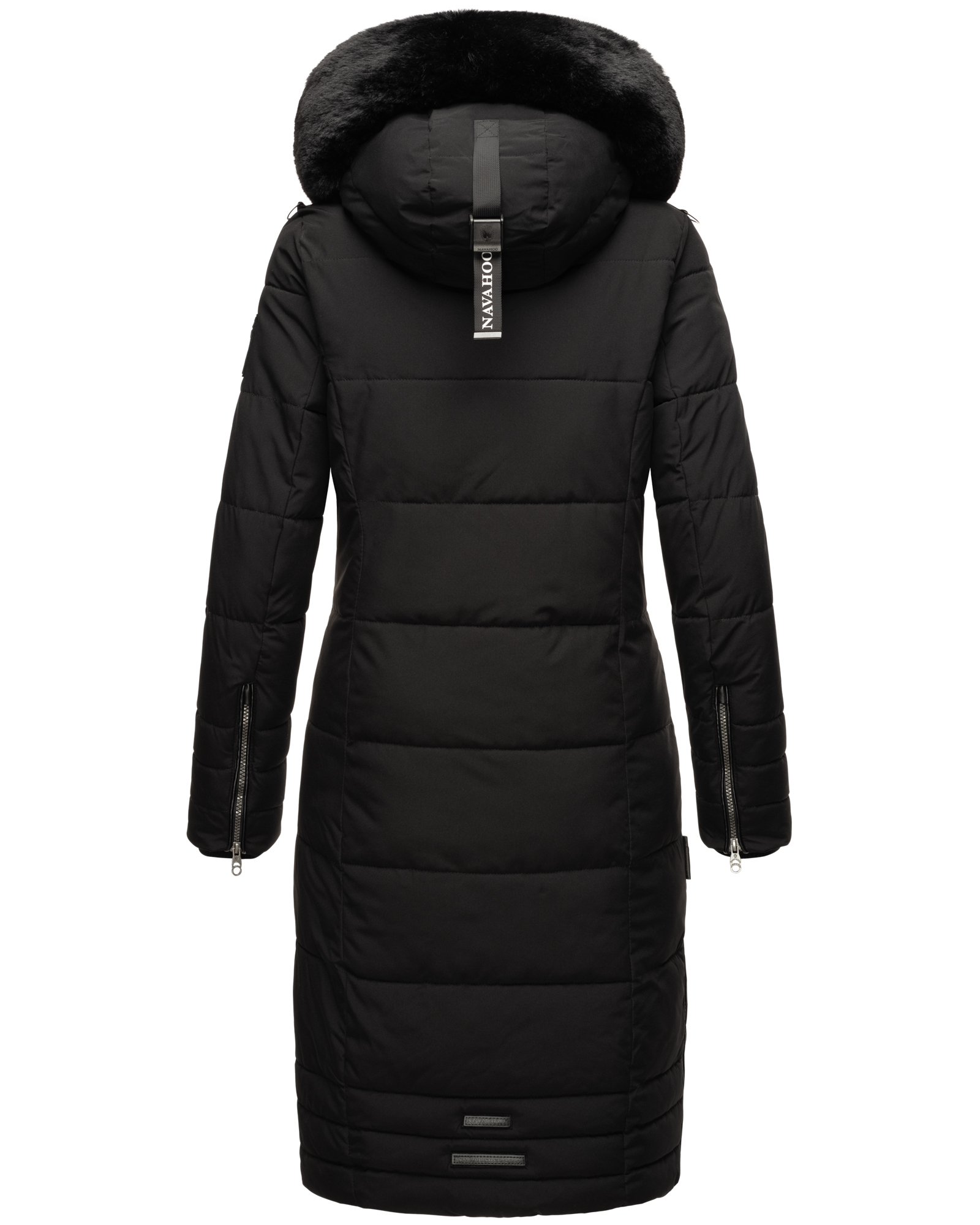 Navahoo Fahmiyaa Damen lange Winterjacke Mantel mit Kapuze Schwarz Gr. 34 - XS