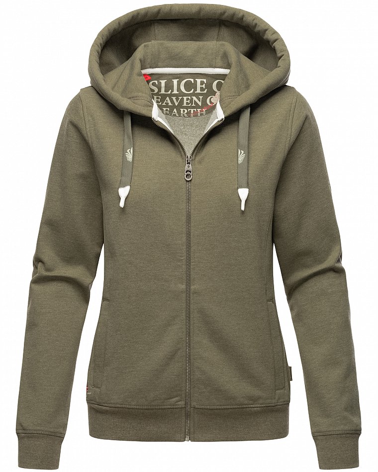 Navahoo Engelshaar Damen Sweatjacke Hoodie Dusty Olive Melange Gr. 36 - S