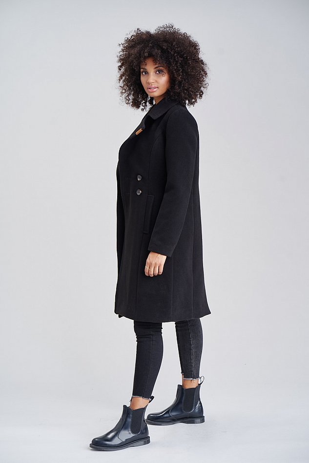 Marikoo Nanakoo Damen eleganter Wintermantel Trenchcoat Schwarz Gr. 34 - XS